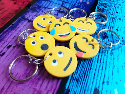 Unique 3D printed emoji keyrings